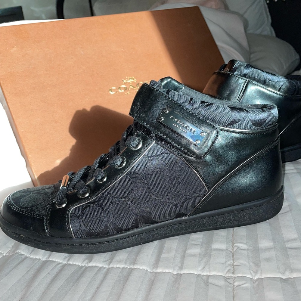COACH Black Sneakers Signature Jacquard Print - ZANY